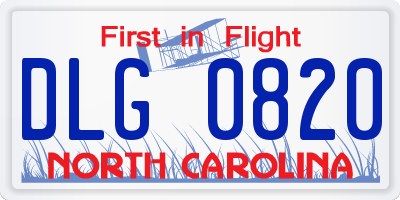 NC license plate DLG0820
