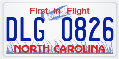 NC license plate DLG0826