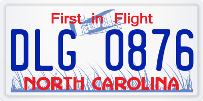 NC license plate DLG0876