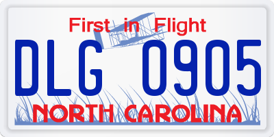 NC license plate DLG0905