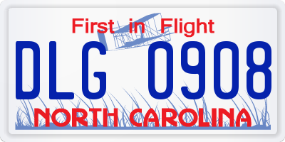 NC license plate DLG0908