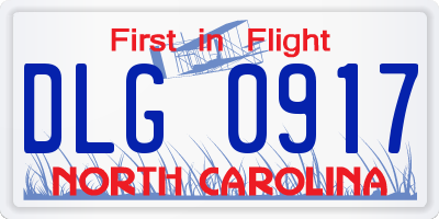 NC license plate DLG0917