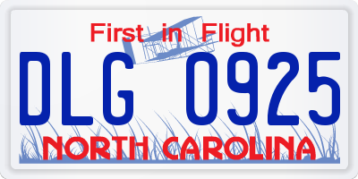 NC license plate DLG0925