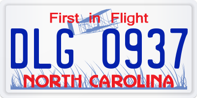 NC license plate DLG0937