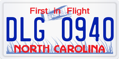 NC license plate DLG0940