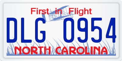 NC license plate DLG0954