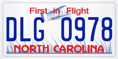 NC license plate DLG0978