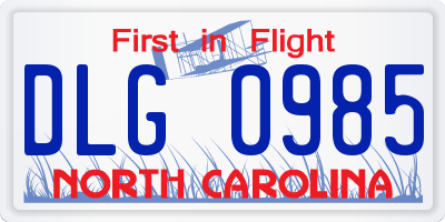NC license plate DLG0985