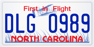NC license plate DLG0989