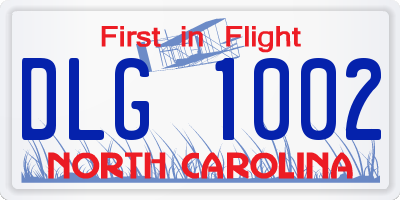 NC license plate DLG1002