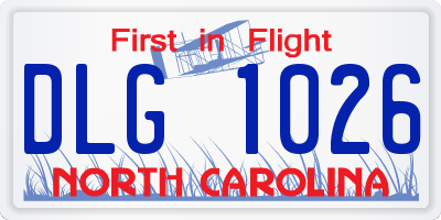 NC license plate DLG1026