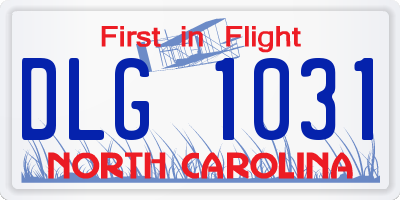 NC license plate DLG1031