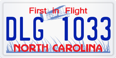 NC license plate DLG1033