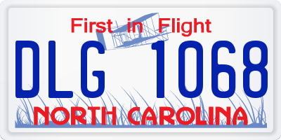 NC license plate DLG1068