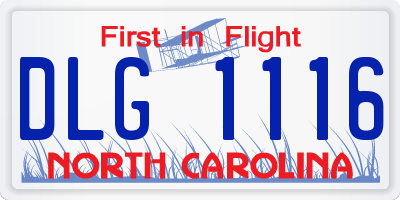 NC license plate DLG1116