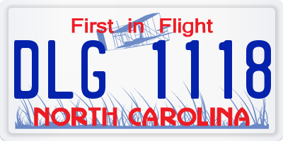 NC license plate DLG1118