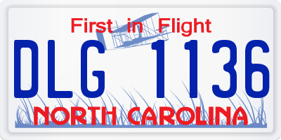 NC license plate DLG1136