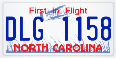 NC license plate DLG1158