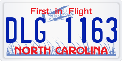 NC license plate DLG1163