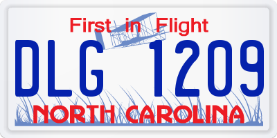 NC license plate DLG1209