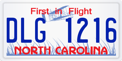 NC license plate DLG1216