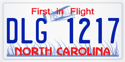 NC license plate DLG1217