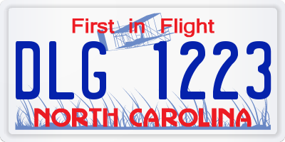 NC license plate DLG1223