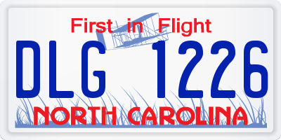 NC license plate DLG1226