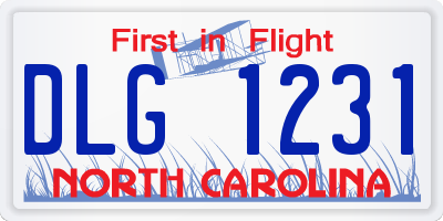 NC license plate DLG1231
