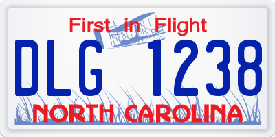 NC license plate DLG1238
