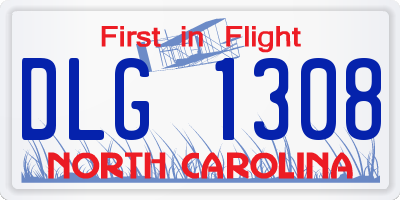 NC license plate DLG1308