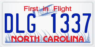 NC license plate DLG1337