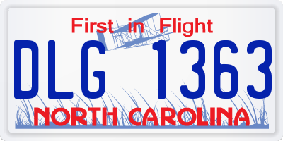 NC license plate DLG1363