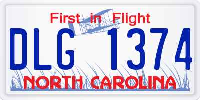 NC license plate DLG1374