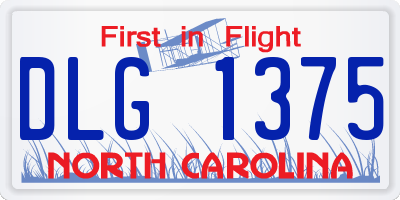 NC license plate DLG1375