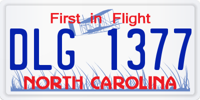 NC license plate DLG1377
