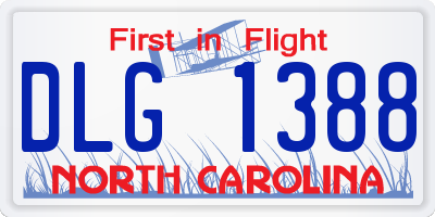NC license plate DLG1388