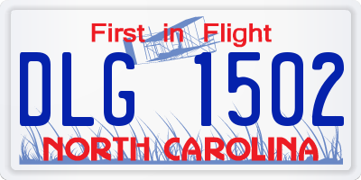 NC license plate DLG1502