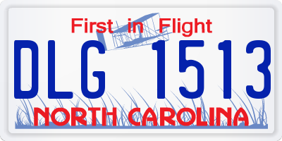 NC license plate DLG1513