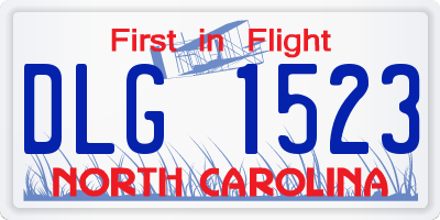 NC license plate DLG1523