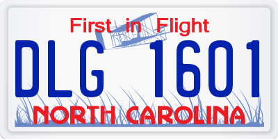 NC license plate DLG1601