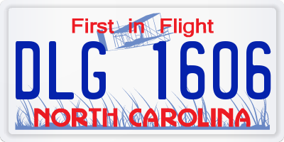 NC license plate DLG1606