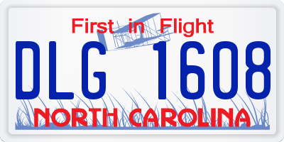 NC license plate DLG1608