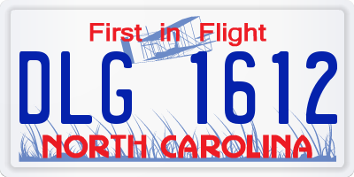 NC license plate DLG1612