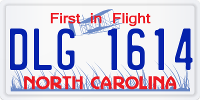 NC license plate DLG1614