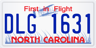 NC license plate DLG1631