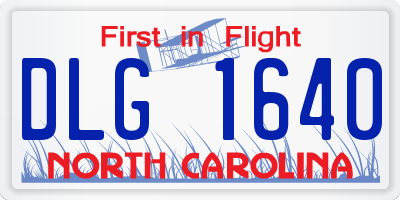 NC license plate DLG1640