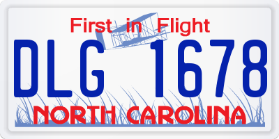NC license plate DLG1678
