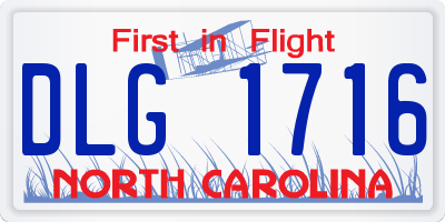 NC license plate DLG1716