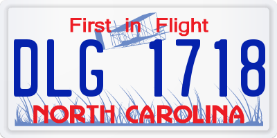 NC license plate DLG1718